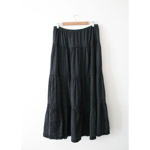 CP Shades Tiered Silk Maxi Skirt Black Size XL